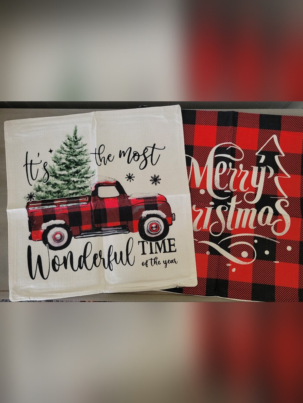 Holiday Buffalo Plaid or Vintage Truck Pillow Zipper Covers NEW
